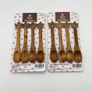 Brother Sister Design Studio Fall Tableware Maple Leaf Wood Spoons, 8ct